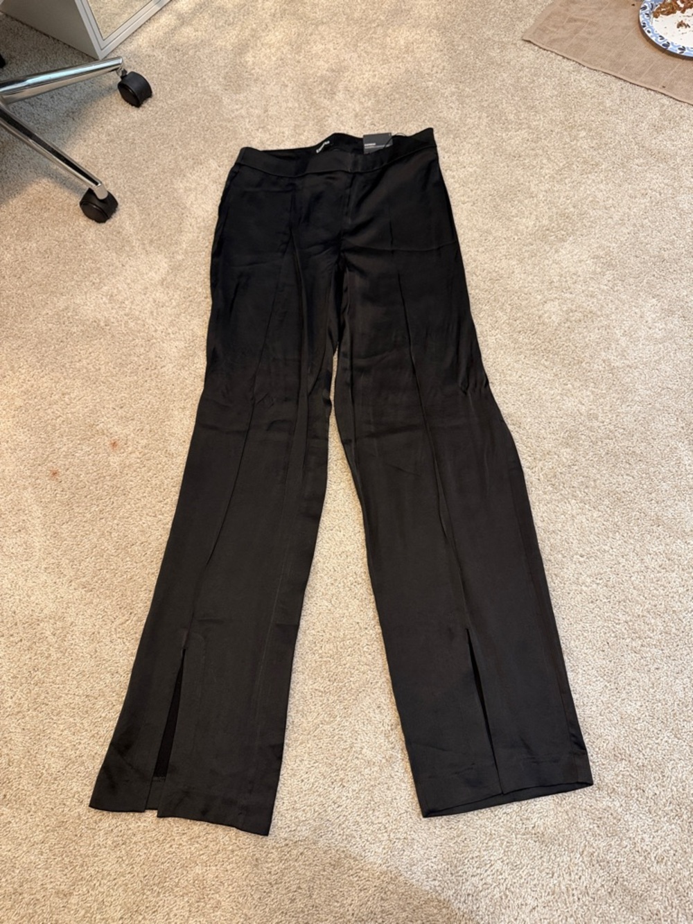 Express Black Wide-Leg Trousers with Front Slits